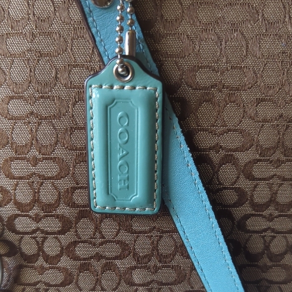 Vintage Coach Brown and Teal Signature Tote Comes With Original Box And Dust Bag - Picture 2 of 14